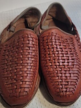 Men's Brown Woven Leather Slip-On Loafers